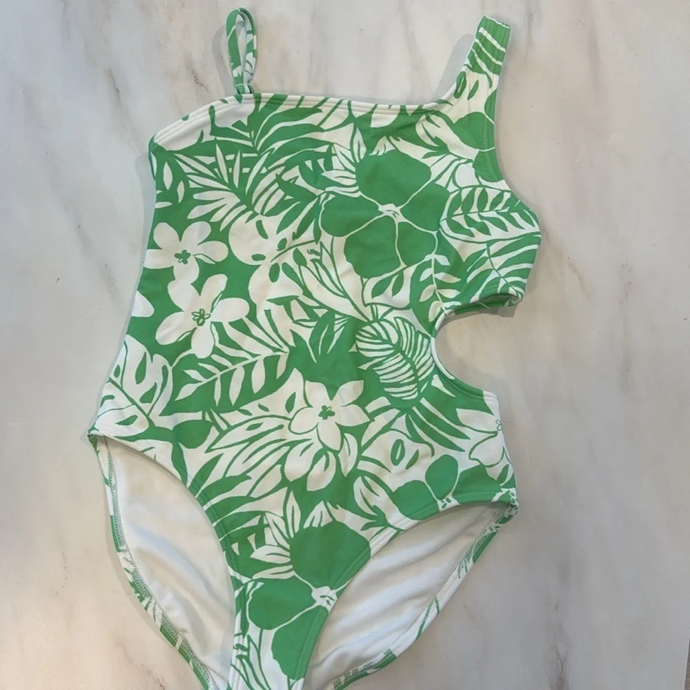 Abercrombie Kids Aysmmetrical Cut Out Floral Swimsuit!